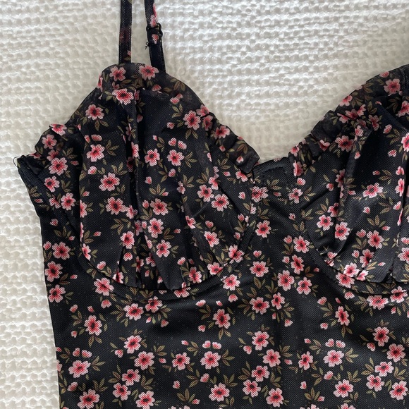 Lulus Flourish With Style Black Floral Mesh Bustier Bodysuit - XS - Picture 6 of 8